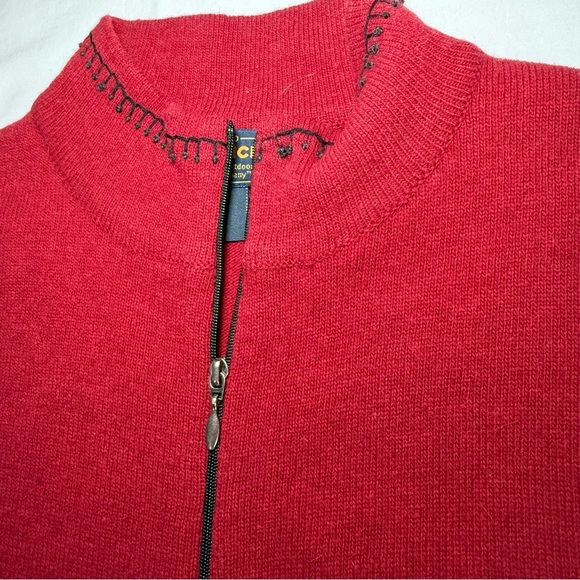 Woolrich Sweater Vest Women's XL Ruby Red Lambswool Full Zip Holiday Winter Felt - Picture 3 of 8